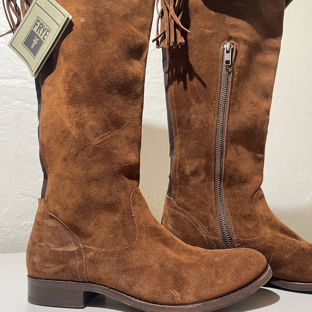 NWT Womens Frye Brown Suede Molly Tassel Over the Knee Boots  7.5 Excellent - Picture 5 of 9